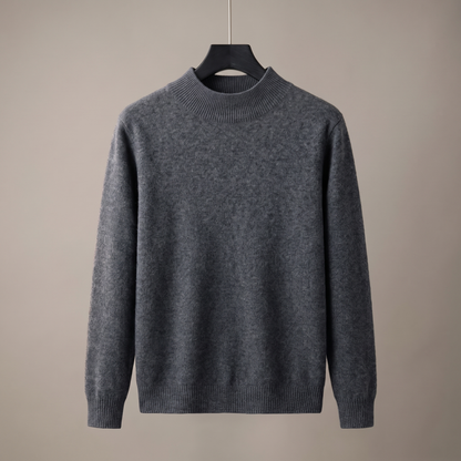 Unisex textured mock neck sweater with long sleeves and ribbed trims