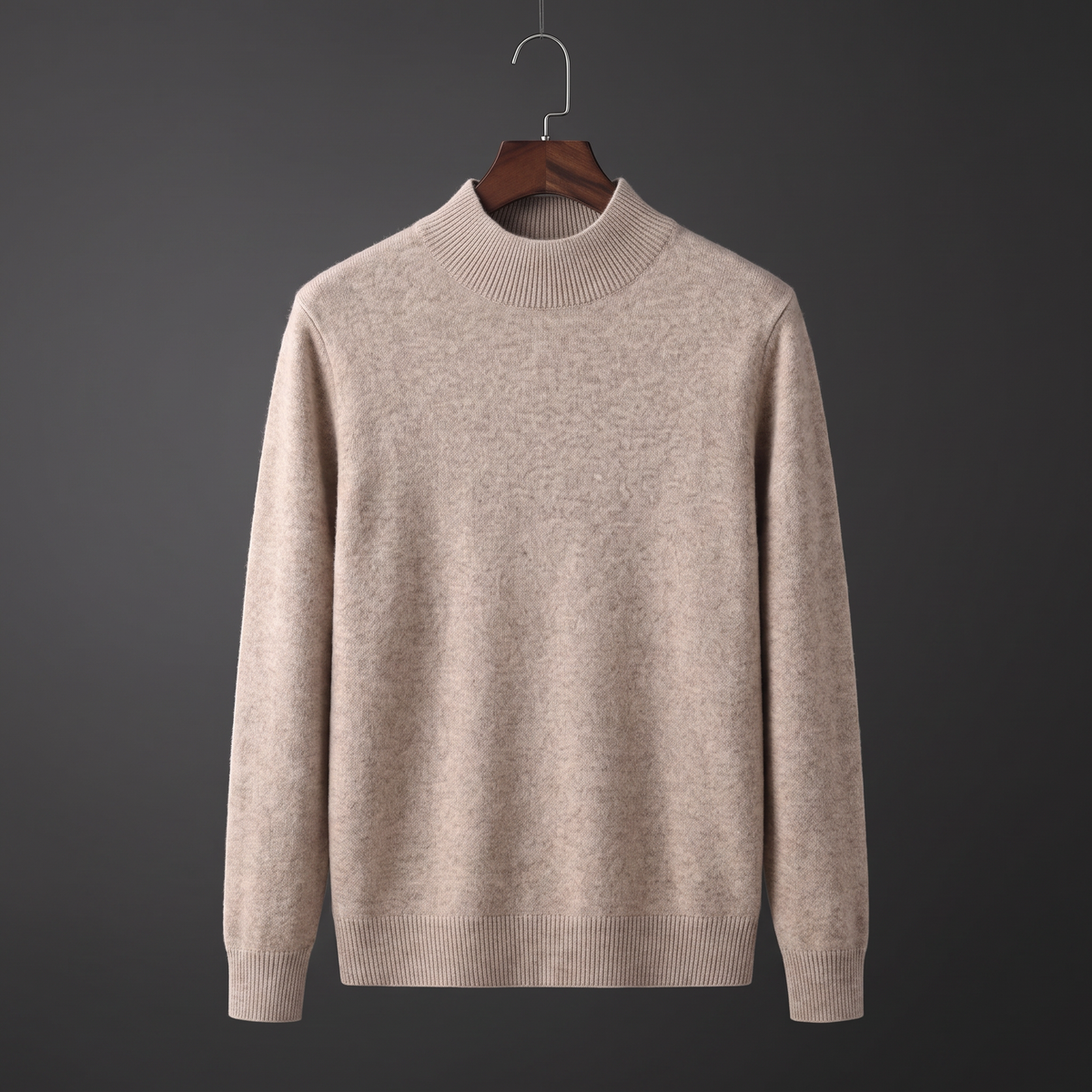 Unisex textured mock neck sweater with long sleeves and ribbed trims
