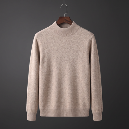 Unisex textured mock neck sweater with long sleeves and ribbed trims