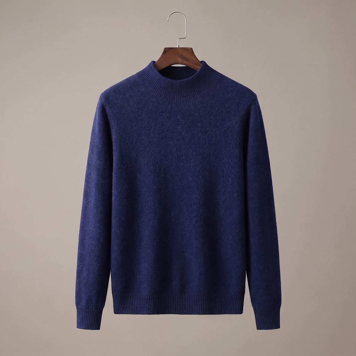 Unisex textured mock neck sweater with long sleeves and ribbed trims