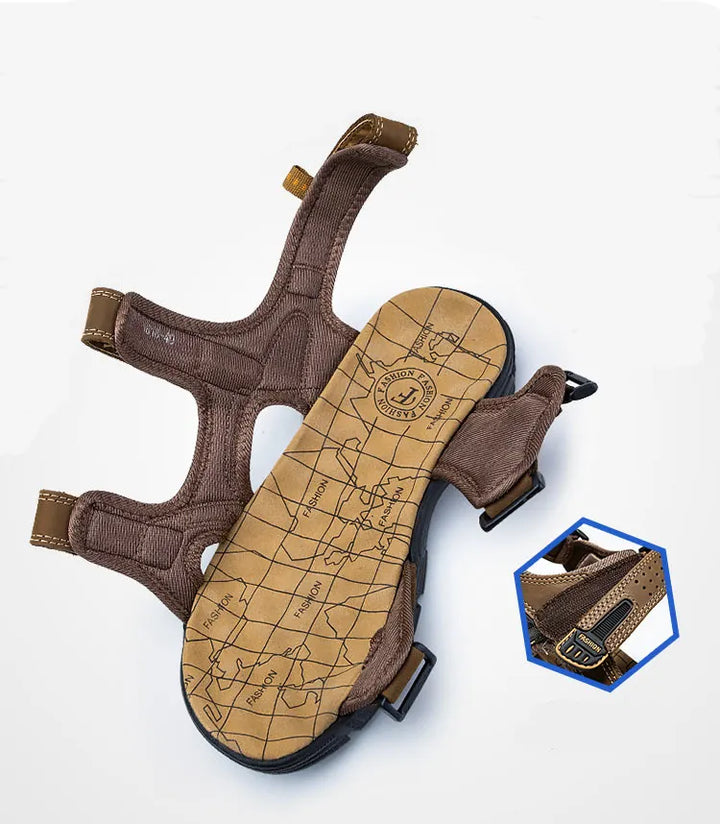 Men's Walking Sandals, Adjustable Straps, Open Toe, Treaded Sole