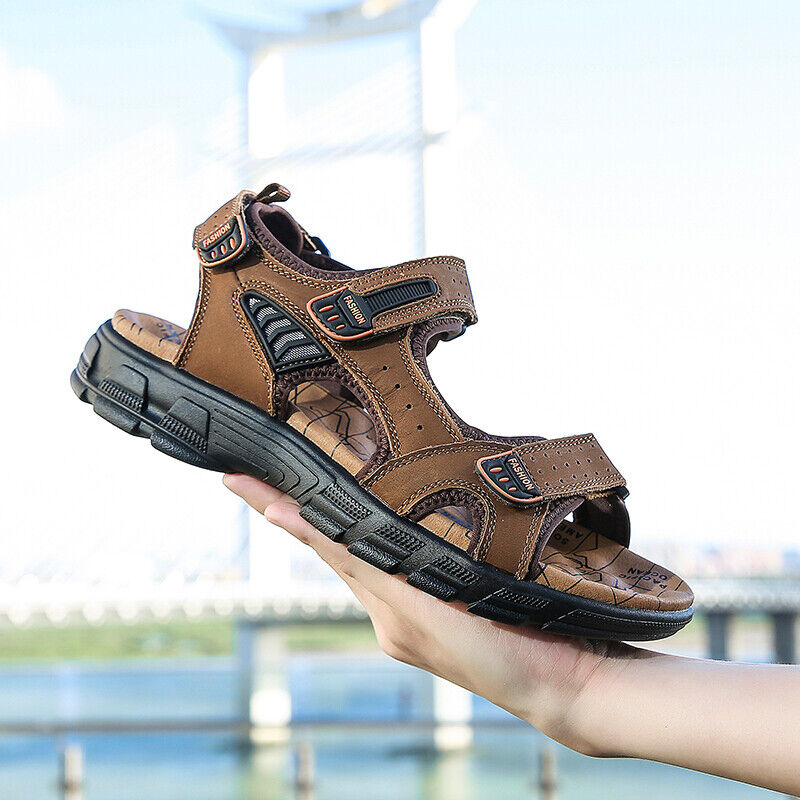 Men's Walking Sandals, Adjustable Straps, Open Toe, Treaded Sole