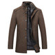 Men's winter coat with stand collar, button front and quilted lining
