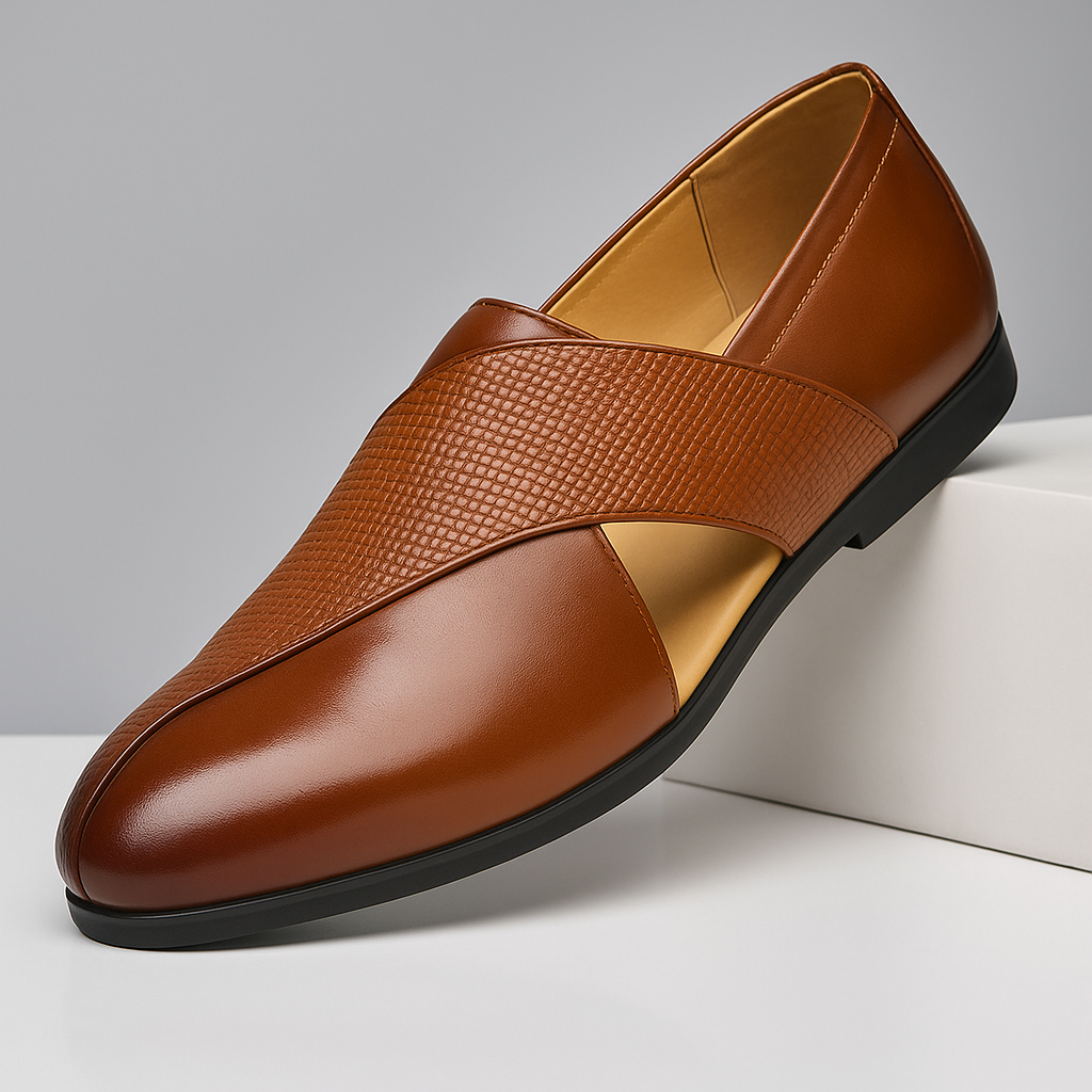 Classic slip-on loafers available in brown or black