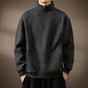Men's plain half-zip sweatshirt with mock neck, long sleeves and side pockets