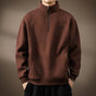 Men's plain half-zip sweatshirt with mock neck, long sleeves and side pockets