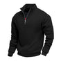 Men's plain quarter-zip sweatshirt with mock neck and long sleeves