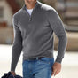 Men's long-sleeve quarter-zip mock neck sweater