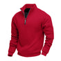 Men's plain quarter-zip sweatshirt with mock neck and long sleeves