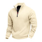 Men's plain quarter-zip sweatshirt with mock neck and long sleeves