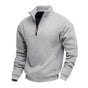 Men's plain quarter-zip sweatshirt with mock neck and long sleeves