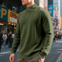 Men's textured half-zip sweatshirt with a high mock neck and long sleeves