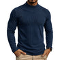 Men's slim-fit ribbed mock neck sweater with long sleeves