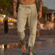 Men's Linen Beach Trousers, Relaxed Fit Elastic Waist Lightweight Summer Pants