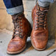Men's vintage lace-up ankle boots with round toes and low heels