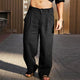 Men's Linen Wide-Leg Trousers, Breathable Relaxed Fit Lightweight Summer Pants