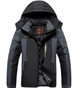 Men's color-block hooded winter jacket in red, black and gray