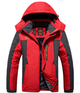 Men's color-block hooded winter jacket in red, black and gray