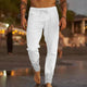 Men's Linen Beach Trousers, Relaxed Fit Elastic Waist Lightweight Summer Pants