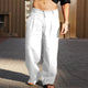 Men's Linen Wide-Leg Trousers, Breathable Relaxed Fit Lightweight Summer Pants
