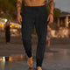 Men's Linen Beach Trousers, Relaxed Fit Elastic Waist Lightweight Summer Pants