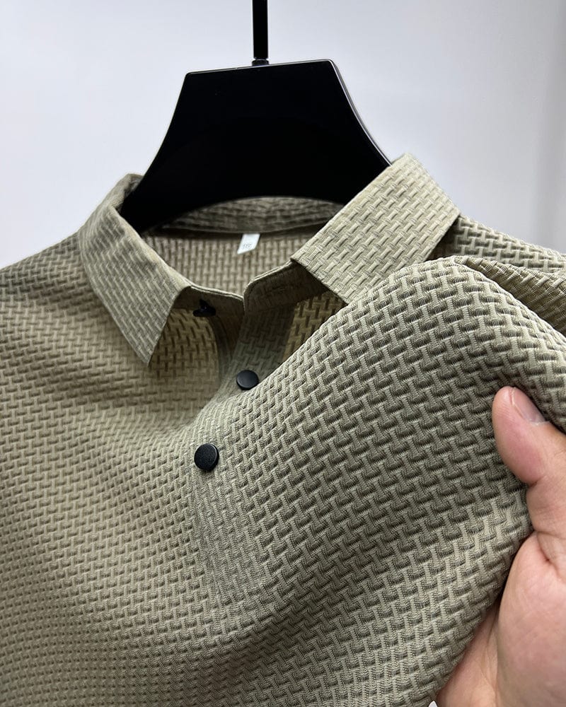 Men's Short Sleeve Polo Shirt, Breathable Patterned Casual Summer Polo Regular Fit
