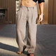 Men's Linen Wide-Leg Trousers, Breathable Relaxed Fit Lightweight Summer Pants