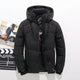 Men's quilted hooded winter parka with multiple zip pockets