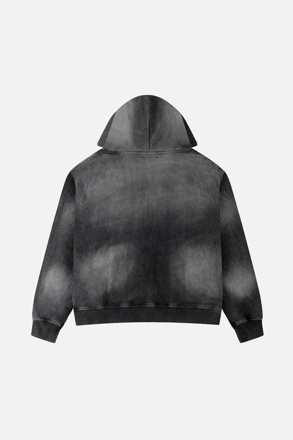 Men's dark grey graphic zip-up hoodie with hood and front kangaroo pocket