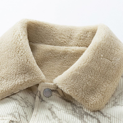 Men's textured corduroy jacket with contrasting collar and button front