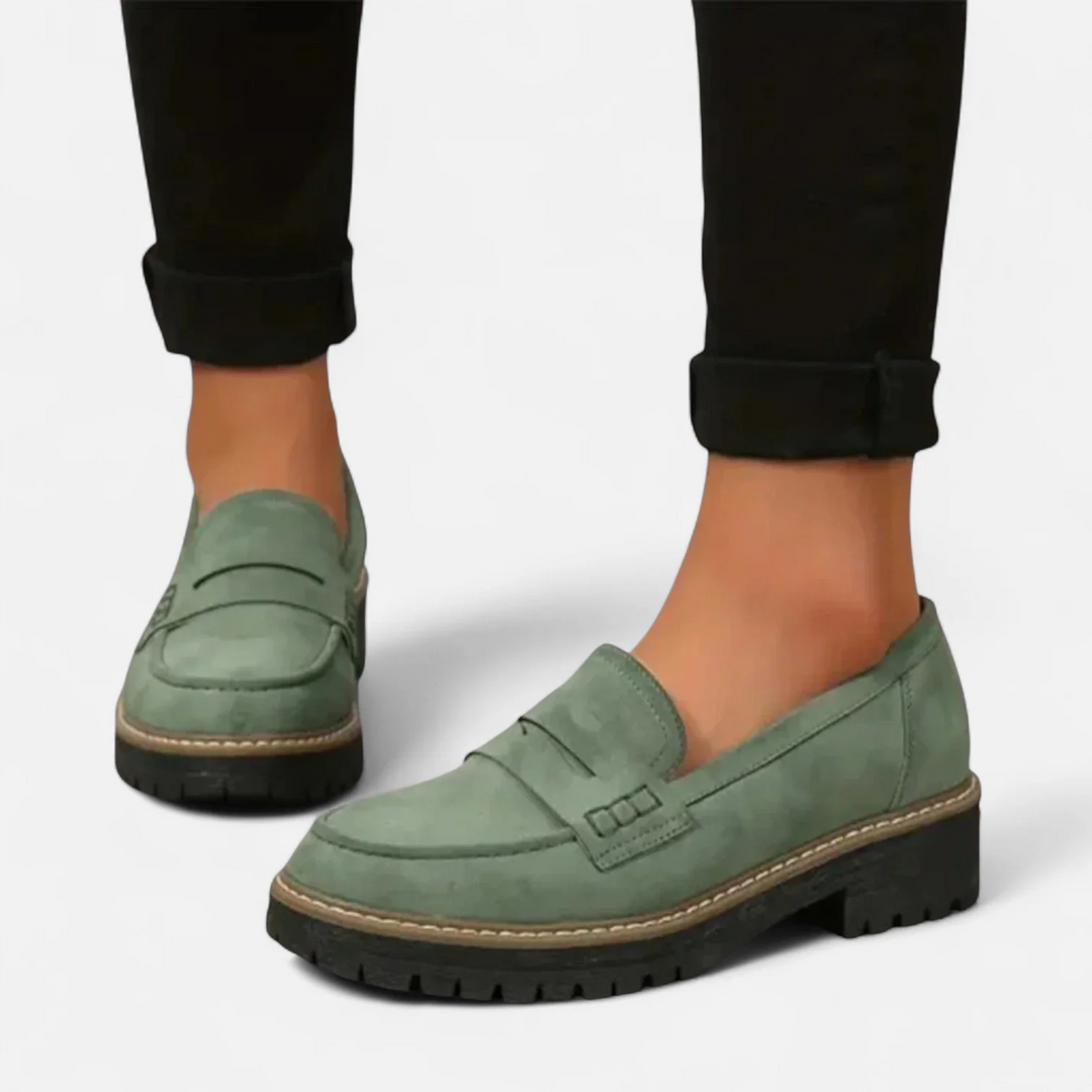 Unisex penny loafers with lug soles