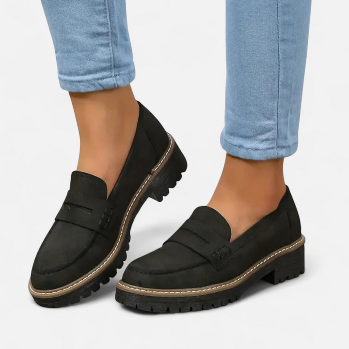 Unisex penny loafers with lug soles