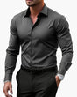 Men's long sleeve shirt with pointed collar and button front