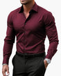 Men's long sleeve shirt with pointed collar and button front