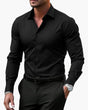 Men's long sleeve shirt with pointed collar and button front