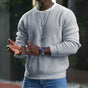 Men's textured crew neck jumper with long sleeves and ribbed trims