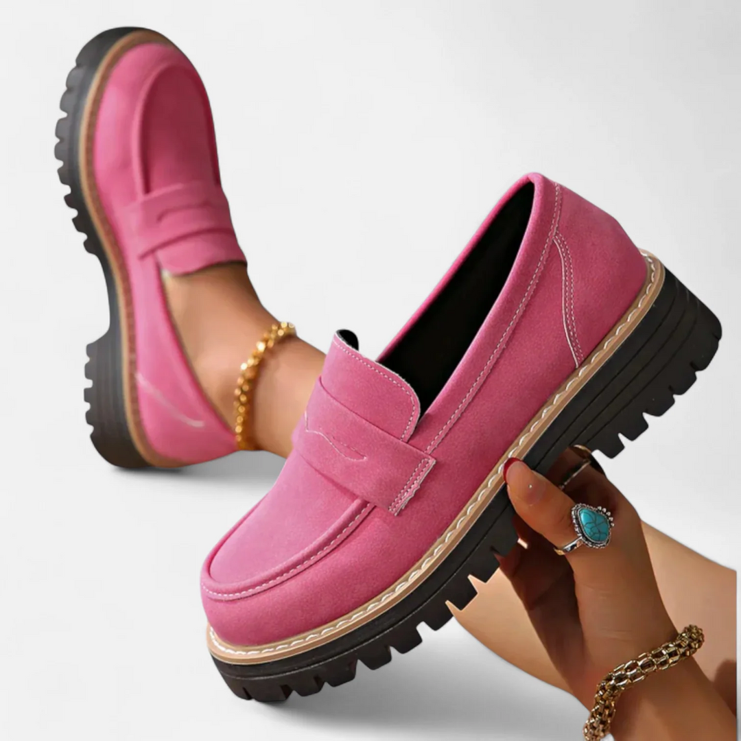 Unisex penny loafers with lug soles