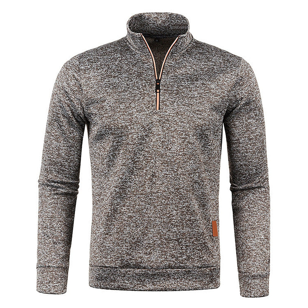 Men's textured half-zip jumper with funnel neck and long sleeves