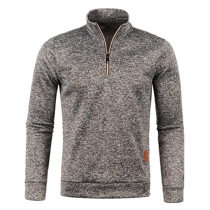 Men's textured half-zip jumper with funnel neck and long sleeves