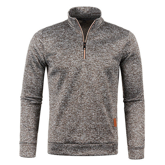 Men's textured half-zip jumper with funnel neck and long sleeves