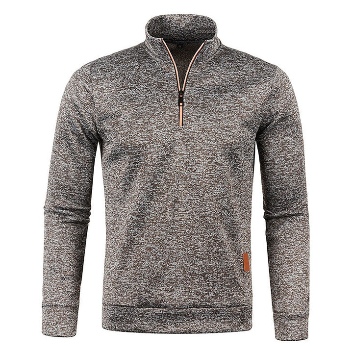 Men's textured half-zip jumper with funnel neck and long sleeves