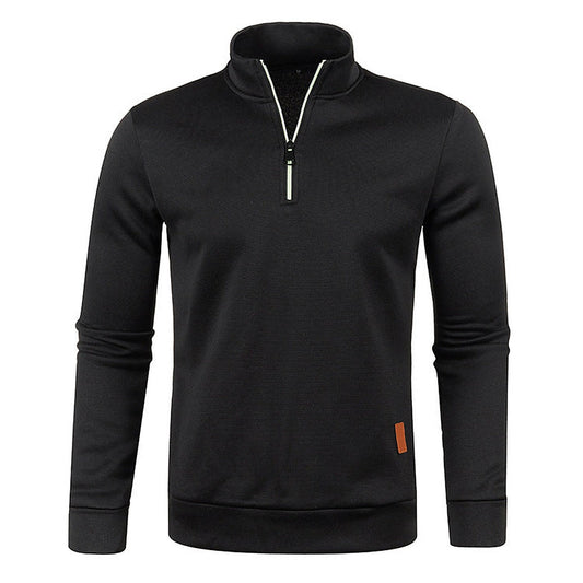 Men's textured half-zip jumper with funnel neck and long sleeves