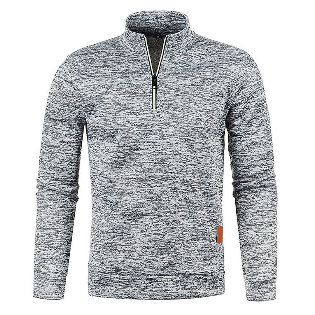 Men's textured half-zip jumper with funnel neck and long sleeves