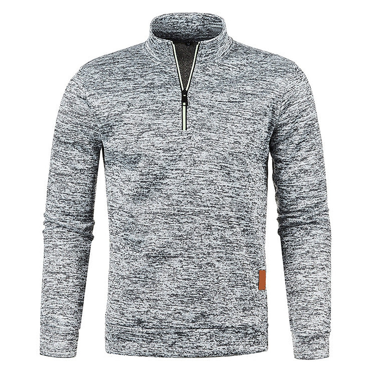 Men's textured half-zip jumper with funnel neck and long sleeves