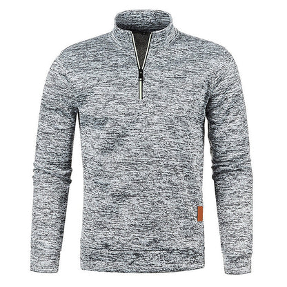 Men's textured half-zip jumper with funnel neck and long sleeves