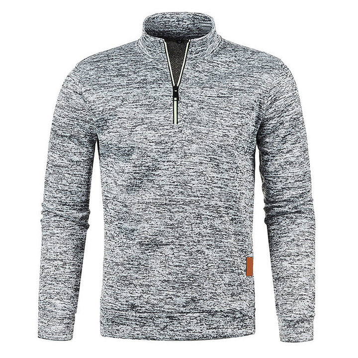 Men's textured half-zip jumper with funnel neck and long sleeves