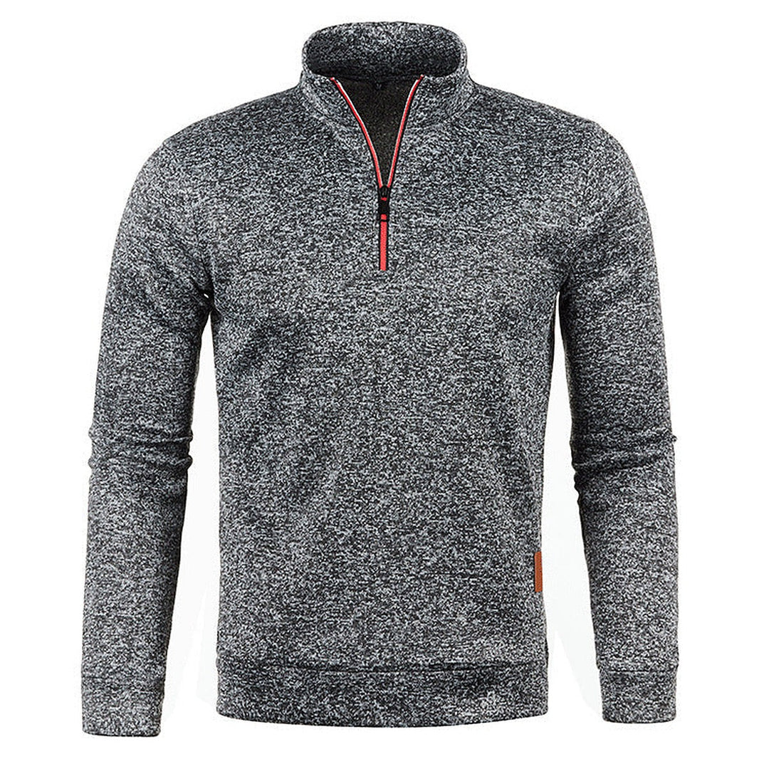 Men's textured half-zip jumper with funnel neck and long sleeves