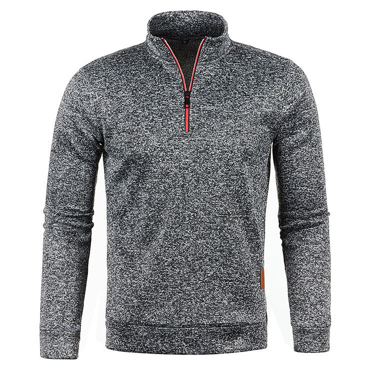 Men's textured half-zip jumper with funnel neck and long sleeves