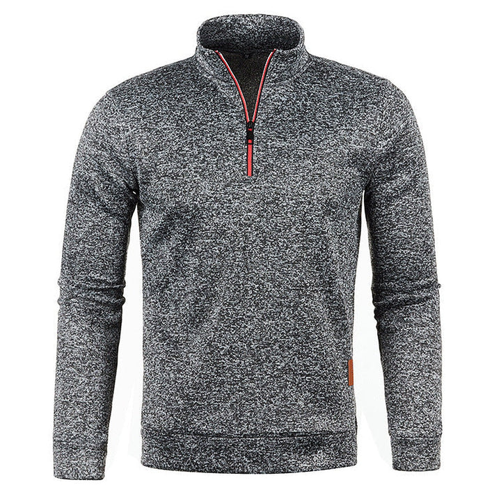 Men's textured half-zip jumper with funnel neck and long sleeves