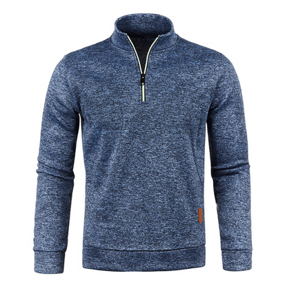 Men's textured half-zip jumper with funnel neck and long sleeves